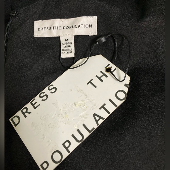 NWT Dress the Population Black Jordan Ruched Side Front Slit Gown - Sz M - Picture 6 of 9